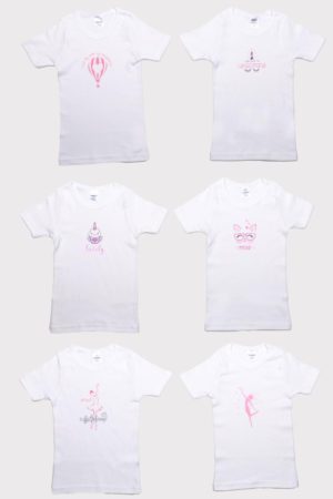 Παιδικά Φανελάκια 6 τμχ Λευκό-Ροζ Κοντό Μανίκι Βαμβακερά 100% - Pretty Baby, pb-47482