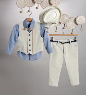Βαπτιστικό Κοστουμάκι για Αγόρι Εκρού-Ραφ 2813-1, New Life, nl-2813-1