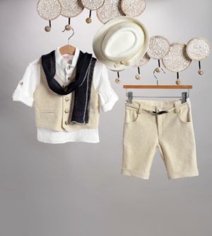 Βαπτιστικό Κοστουμάκι για Αγόρι Εκρού 2815-1, New Life, nl-2815-1