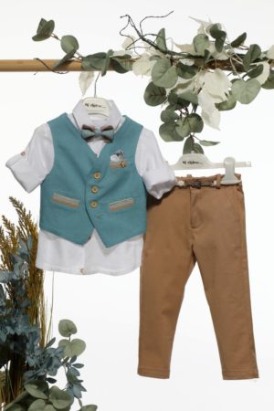 Βαπτιστικό Κοστουμάκι για Αγόρι Οινοπνευματί-Κάμελ Α4652, Mi Chiamo, mc-24-A4652