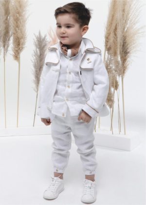 Βαπτιστικό κοστουμάκι για αγόρι Λευκό Α4496, Mi Chiamo, mc22-A4496