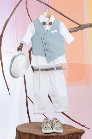 Βαπτιστικό Κοστουμάκι για Αγόρι Bueno Λευκό-Μέντα 1422, Bambolino, bmb-1422