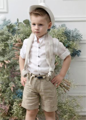 Βαπτιστικό Κοστουμάκι για Αγόρι Λευκό-Σπαγγί Α4630-ΛΣ, Mi Chiamo, mc23-A4630-LS