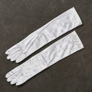 Νυφικά Γάντια με Χάντρες Λευκά 2116-14, nv-02.03000.0191