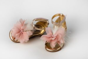 Χειροποίητο Βαπτιστικό Παπουτσάκι για Κορίτσι Περπατήματος Χρυσό-Dusty Pink Κ354X, Everkid, ever-s23-K354X