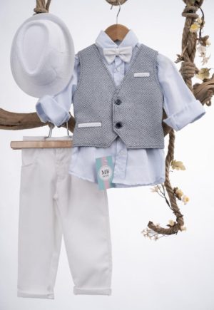 Βαπτιστικό κοστουμάκι για αγόρι Λευκό-Μπλε ΑΕ58 Mak Baby, mak-ae58