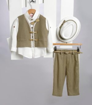Βαπτιστικό Κοστουμάκι για Αγόρι Μπεζ 2701-1, New Life, nl-2701-1