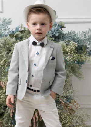 Βαπτιστικό Κοστουμάκι για Αγόρι Γκρι-Λευκό Α4625-ΓΛ, Mi Chiamo, mc23-A4625-GL