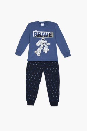 Πιτζάμα Παιδική Χειμερινή με Τύπωμα Brave για Αγόρι Ραφ-Μαρίν, Βαμβακερή 100% - Pretty Baby, pb-68180