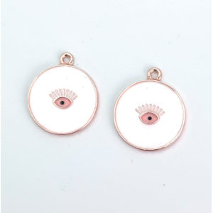 Στρόγγυλο Λευκό-Ροζ Μάτι (50τμχ) 2cm | M136, rin-m136