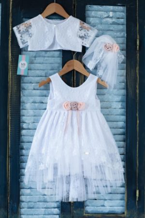 Βαπτιστικό Φορεματάκι για κορίτσι Λευκό Κ37Λ Mak Baby, mak-k37l