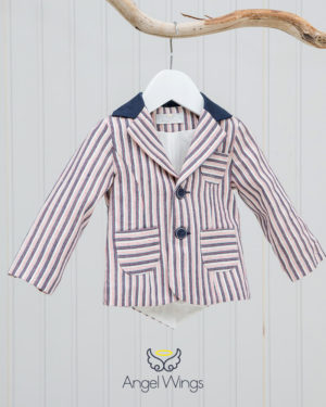 Βαπτιστικό παλτό για αγόρι 134 Μπλε-Ροζ, Angel Wings, aw-20-134-palto