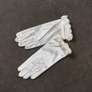 Νυφικά Γάντια με Υφασμάτινα Λουλούδια Λευκά 1258 “9”, nv23-02-03800-003-white