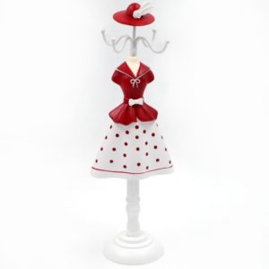 Κοσμηματοθήκη μπούστο - Φόρεμα Λευκό με λεπτομέρειες (Κόκκινο)