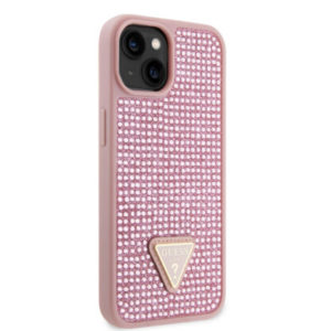 Guess “Rhinestones Triangle Metal Logo Collection” Θήκη προστασίας για iPhone 14 (Ροζ)