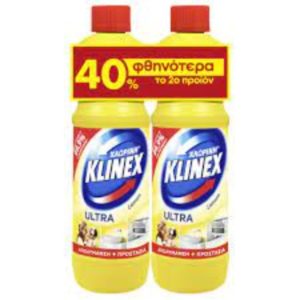 Klinex Ultra Protection Παχύρρευστη Χλωρίνη με Άρωμα Lemon 2x750ml