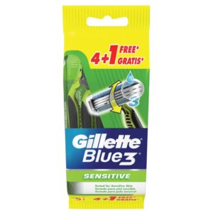 Gillette Ξυραφάκια μιας Xρήσης Blue 3 Sensitive 4 Tεμαχίων+1 Tεμάχιο Δώρο