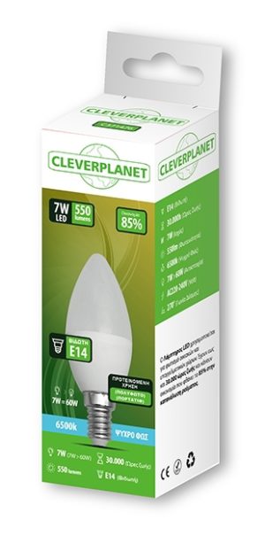Cleverplanet Κερί Led 7W/Ε14 Ψυχρό Φως