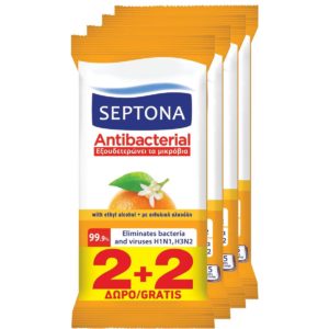Septona Υγρά Μαντηλάκια Πορτοκάλι 15Τεμ 2+2 Δώρο