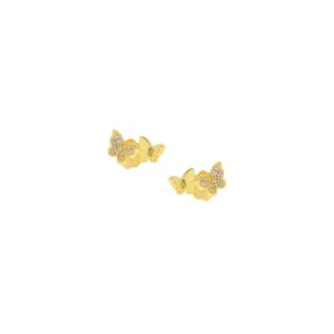 Σκουλαρίκια Χρυσά Καρφωτά Πεταλούδες Ασήμι 925