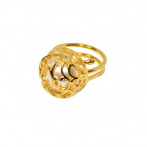 Δαχτυλίδι Μεταλλικό Με Πέρλα Σε Κέλυφος Χρυσό