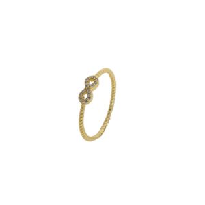Δαχτυλίδι Στριφτό Άπειρο Χρυσό Με Ζιργκόν Ασήμι 925