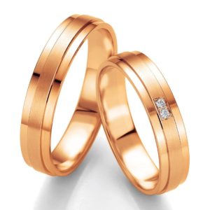 Breuning Smart Line Slim 7143-7144 Δίχρωμες Χρυσές Βέρες Γάμου - Ροζ Χρυσό / Κ14