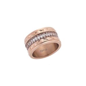 Puppis PUR51513R Δαχτυλίδι Φαρδύ Από Ροζ Επιχρυσωμένο Ατσάλι