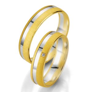 Breuning Smart Line 7051-7052 Χρυσές Δίχρωμες Βέρες Γάμου - Δίχρωμο Χρυσό με Λευκόχρυσο / Κ14