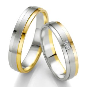 Breuning Smart Line Slim 7143-7144 Δίχρωμες Χρυσές Βέρες Γάμου - Δίχρωμο Χρυσό με Λευκόχρυσο / Κ9