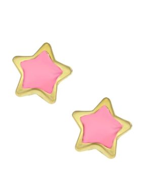 Παιδικά Σκουλαρίκια SK235 Χρυσά Κ9 με Ροζ Αστέρι