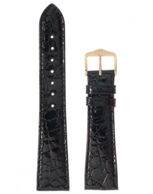 Λουρί Genuine Croco 1890-0850 Black Leather Strap