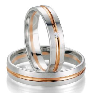 Breuning Smart Line 7055-7056 Χρυσές Δίχρωμες Βέρες Γάμου - Δίχρωμο Λευκόχρυσο με Ροζ Χρυσό / Κ9