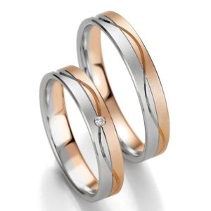 Breuning Smart Line Slim 7135-7136 Χρυσές Δίχρωμες Βέρες Γάμου - Δίχρωμο Λευκόχρυσο με Ροζ Χρυσό / Κ8