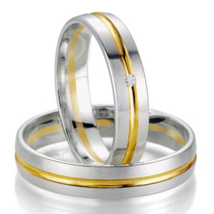 Breuning Smart Line 7055-7056 Χρυσές Δίχρωμες Βέρες Γάμου - Δίχρωμο Χρυσό με Λευκόχρυσο / Κ8