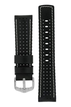 Λουρί Hirsch 09150-75050 Tiger Black Leather-Rubber Strap