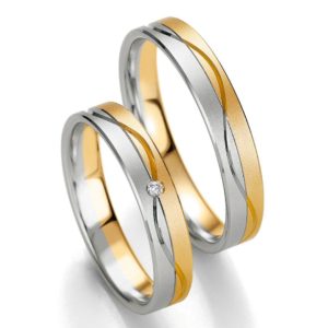 Breuning Smart Line Slim 7135-7136 Χρυσές Δίχρωμες Βέρες Γάμου - Δίχρωμο Χρυσό με Λευκόχρυσο / Κ8