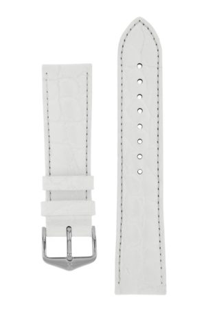 Λουρί Hirsch Crocograin 1230-2800 White Leather Strap