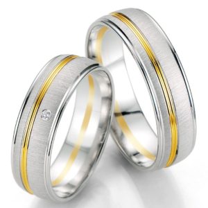 Breuning Smart Line 7057-7058 Χρυσές Δίχρωμες Βέρες Γάμου - Δίχρωμο Χρυσό με Λευκόχρυσο / Κ14