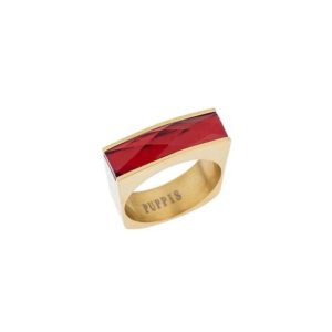 Puppis PUR38116G Δαχτυλίδι Από Επιχρυσωμένο Ατσάλι με Κόκκινο Ζιργκόν