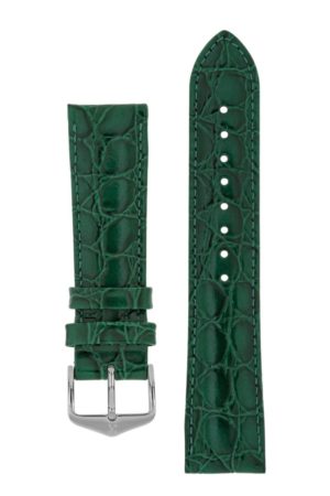 Λουρί Hirsch Crocograin 1230-2840 Green Leather Strap
