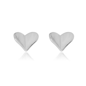 JOOLS ER-5463.2 Σκουλαρίκια Καρδιές Από Επιπλατινωμένο Ασήμι