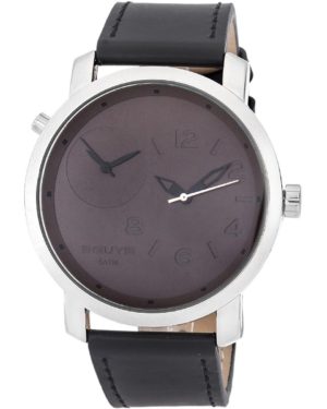 3GUYS 3G18509 Dual Time Black Leather Strap