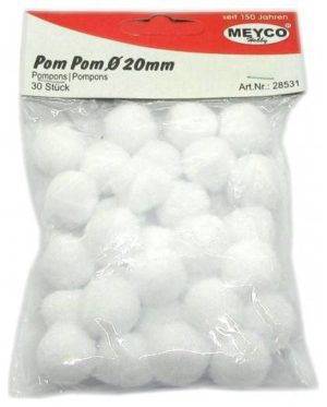 Meyco Pom-Pom 20mm Λευκά M28531