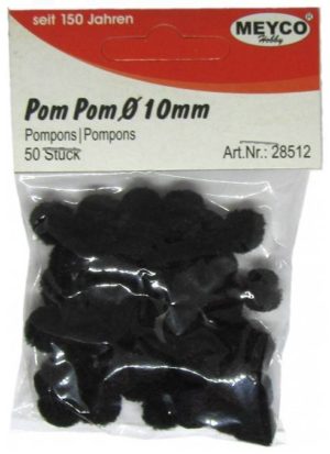 Meyco Pom-Pom 10 mm 50 τεμαχίων Μαύρα M28512
