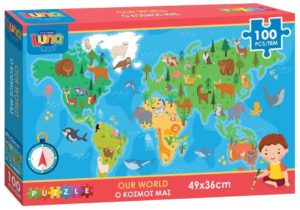 Διακάκης Puzzle 100τεμ 49χ36εκ Παγκόσμιος Χάρτης 622309