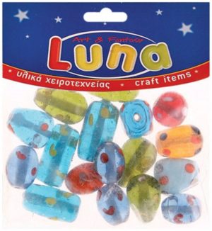 Luna Χάντρες Γιάλινες Κυλινδρικές Πουά 50gr
