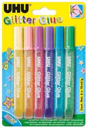 Κόλλα UHU Glitter Shiny 6 Tεμάχια 10ml