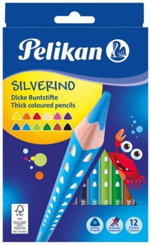 Pelikan Ξυλομπογιές 12 τεμαχίων Silverino Τριγ.Χοντρές 700627