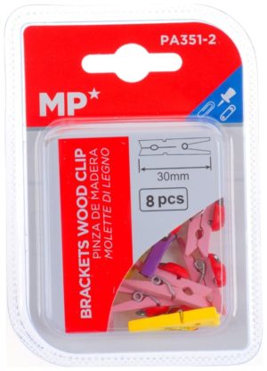MP Μίνι ξύλινα μανταλάκια Χρωματιστά με Πασχαλίτσα 8 Τεμ PA351-2